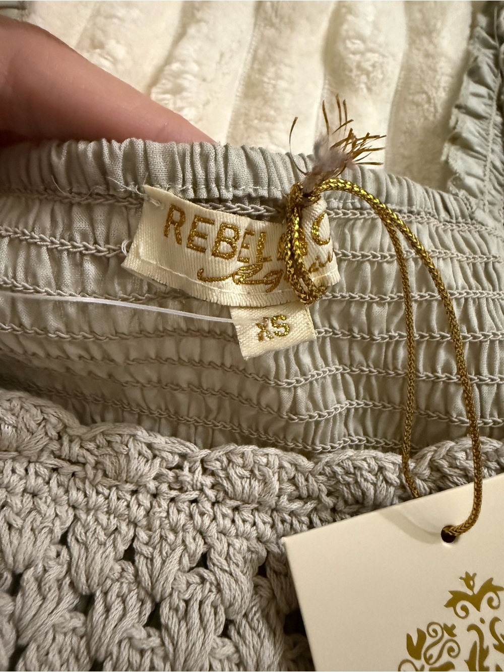 Rebellion Gray Crochet Tank with Ruffle Hem - Picture 3 of 4